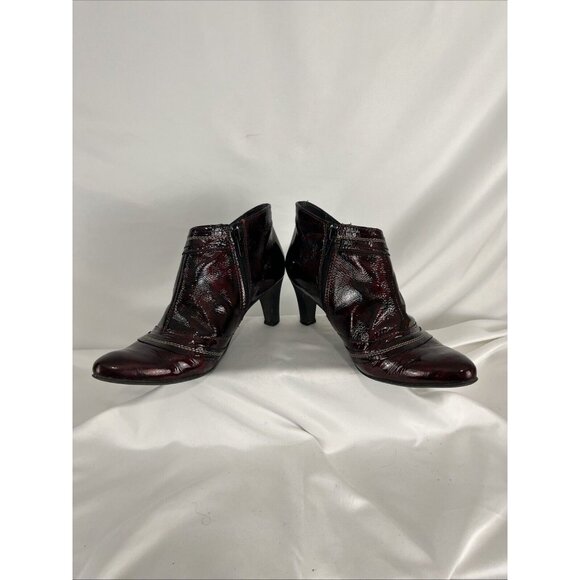 Tour En Ville Patent Leather Burgundy Heeled Booties Womens EU Size 38 - Picture 5 of 10